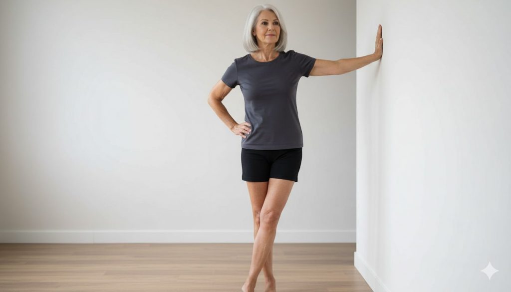 mujer mayor realizando ejercicios para mejorar la bursitis de cadera